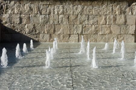Collection of small fountains in fron of ara pacis museum in Romeのeditorial素材