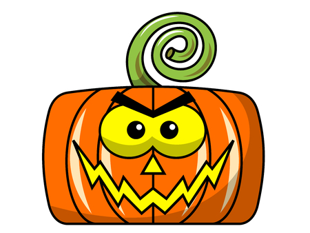 Square threatening halloween pumpkin isolatedのイラスト素材