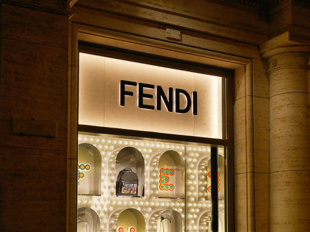 Rome, Italy - Dec 2017: Fendi Window shop at Via condotti in Rome at holiday timeのeditorial素材