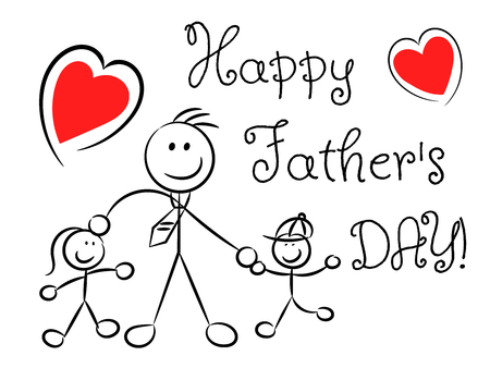 Happy father's day naive stylized isolated on white background.のイラスト素材