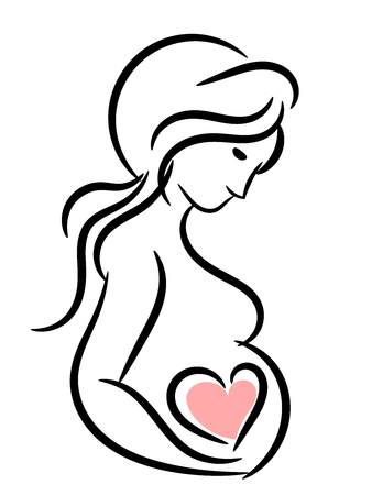 Woman pregnant sketch isolated.のイラスト素材