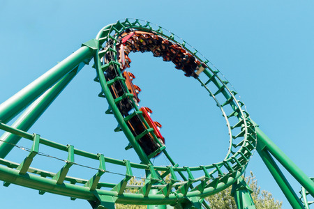 Loop rollercoaster fun ride at amusement parkのeditorial素材