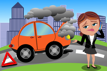 Frustrated Woman Broken Carのイラスト素材