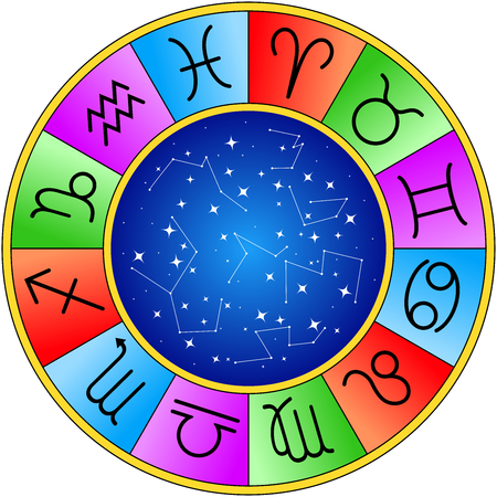 wheel of horoscope signs or symbols isolatedのイラスト素材