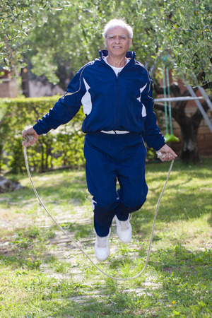 Senior Skipping Rope Outdoorの写真素材