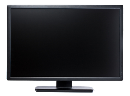 High-tech flatscreen 24 inch computer display in landscape orientation isolatedの写真素材