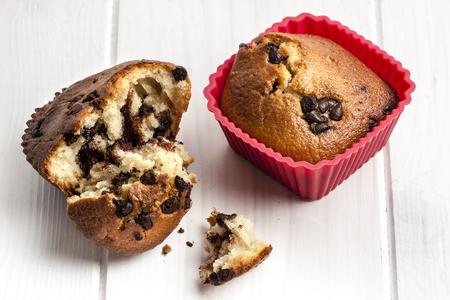 Close up shot of delicious chocolate muffinの写真素材
