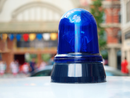 Blue Siren flasher car equipment closeupの写真素材