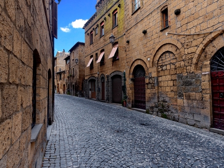 Ancient italian Village Orvieto street and buildingsの写真素材