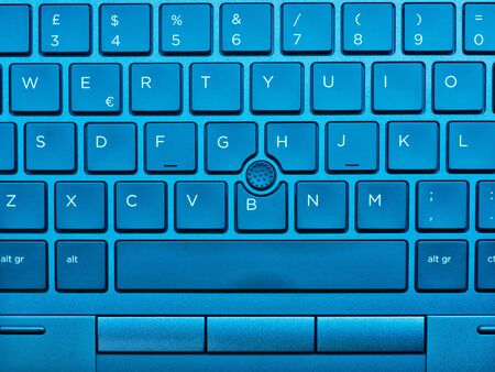 Top view blue technological keyboard