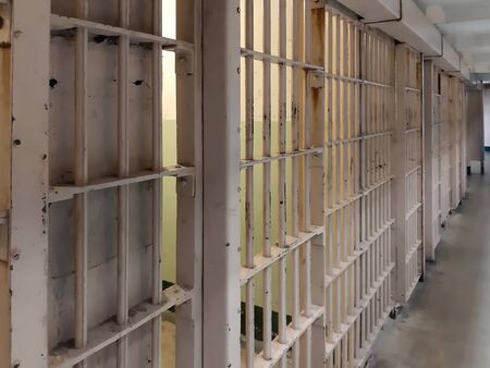 Perspective view old imprisonment jail cells or prison at unused old jail.