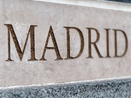 Madrid text engraved in the marble perspective viewの写真素材