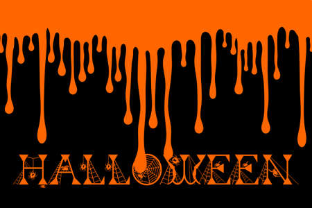 Halloween Background title silhouette blood dripping liquid drips silhouette isolated spooky scary halloween vectorのイラスト素材
