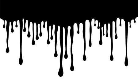 Black dripping oil stain, liquid drips or paint ink silhouette isolated spooky scary halloween vectorのイラスト素材