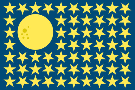 Full moon and starry shape stars sky naive concept illustration vectorのイラスト素材