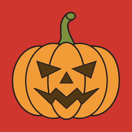 Pumpkin flat design isolated angry red vector illustrationのイラスト素材