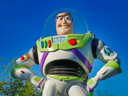 Paris, France - April 209: buzz Lightyear in Disneyland Paris park in Marne-la-Vallee