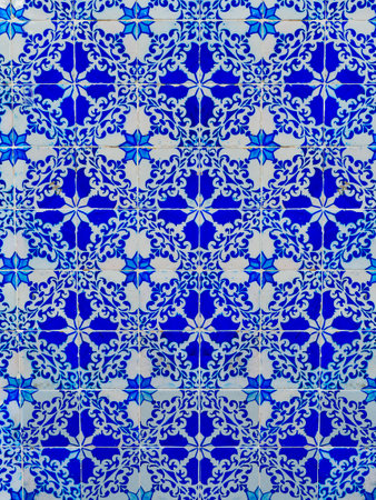 old Lisbon tiles, azulejos Portuguese Mosaic Tile Seamless Border Pattern. Ceramic Azulejo Style