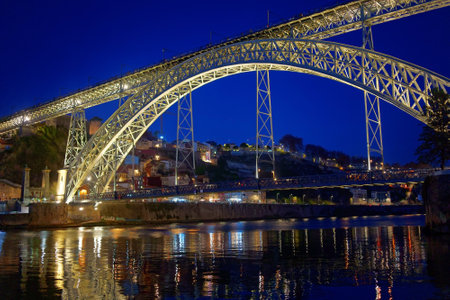 Dom Luis I Bridge, Porto. Night view of Dom Luis I Bridge, Porto, Portugal.