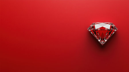 A stunning red diamond placed elegantly on a rich red background, symbolizing luxury and opulence. This image captures the essence of wealth and sophistication. ai generated.の素材