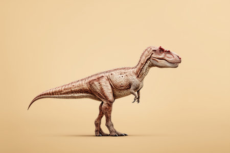 A detailed and realistic depiction of a dinosaur model set against a plain background. This image captures the unique features and texture of the dinosaur, making it suitable for educational and creative projects. ai generated.の素材