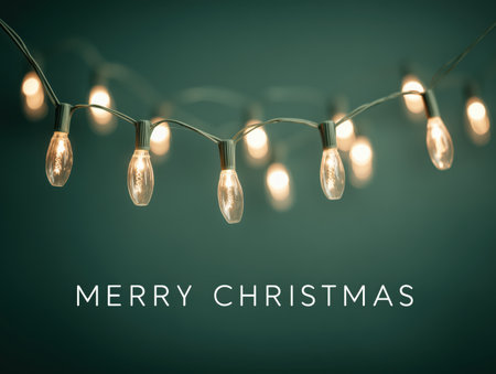 A beautiful display of warm Christmas lights against a dark background, featuring the text 'Merry Christmas'. This image captures the essence of holiday cheer and celebration. ai generated.の素材
