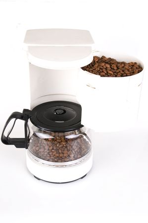 Coffee beans isolated on white backgroundの写真素材