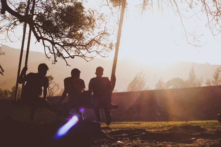 Swing in the sunsetの写真素材