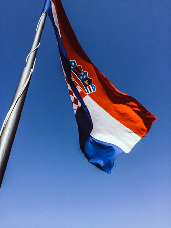 Croatia flag in the windの写真素材
