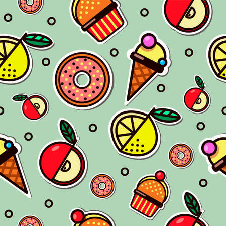 The seamless texture can be used for fast food, outdoor cafes, napkins and soft drink cups. The pattern symbolizes a pleasant summer vacation.のイラスト素材
