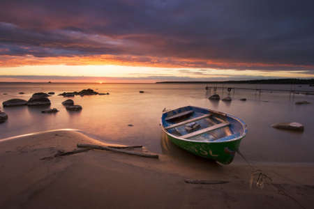 Boat at sunsetのeditorial素材