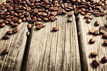 coffee on wooden backgroundの写真素材