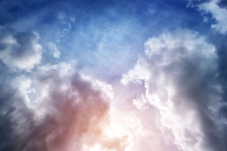 Dramatic clouds in late evening in summerの写真素材