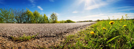 Road panorama on sunny spring dayの写真素材