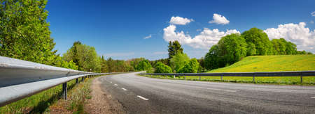 Road panorama on sunny spring day