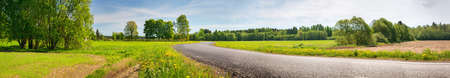 Road panorama on sunny spring dayの写真素材