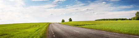 Road panorama on sunny spring day outdoorsの写真素材