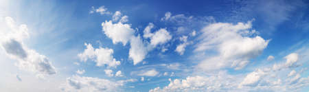 Panoramic view of the cloudy sky in spring.の写真素材