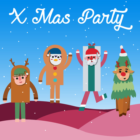 Merry Christmas and Happy New Year  with Reindeer, Santa and colleague, Business and Christmas advertising concept. design vectorMerry Christmas and Happy New Year  with Reindeer, Santa and colleague, Business and Christmas advertising concept. design vectorのイラスト素材