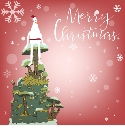 Merry Christmas and Happy New Year background, Snowman and Christmas tree ,paper art and digital craft style, Christmas advertising concept. design vector with copy space.のイラスト素材