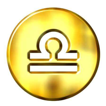 3d golden Libra zodiac sign の写真素材