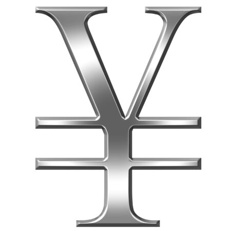 3d silver yen symbol の写真素材