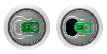 Opened and closed beverage cans 