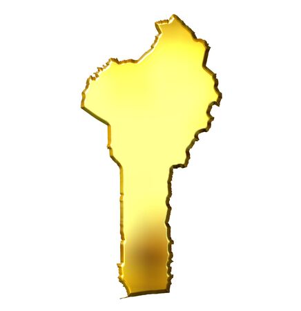 Benin 3d golden map isolated in whiteの写真素材