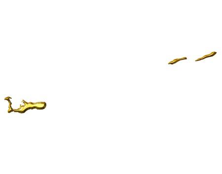 Cayman Islands 3d golden map isolated in whiteの写真素材