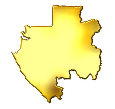 Gabon 3d golden map isolated in whiteの写真素材