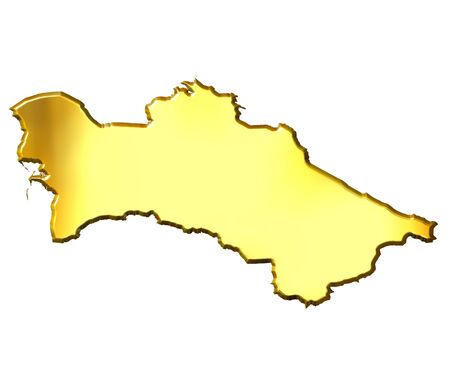 Turkmenistan 3d golden map isolated in whiteの写真素材