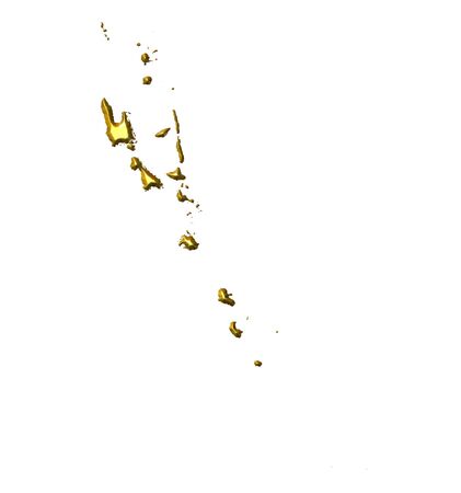 Vanuatu 3d golden map isolated in whiteの写真素材