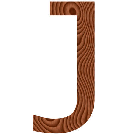 Wooden Letter J isolated in whiteの写真素材