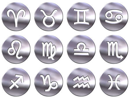 3d silver zodiac signs の写真素材